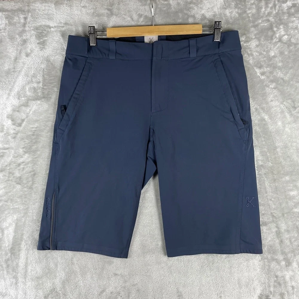 Kitsbow Mountain Bike Shorts Mens 34 Blue Cycling Outdoor Performance Pockets